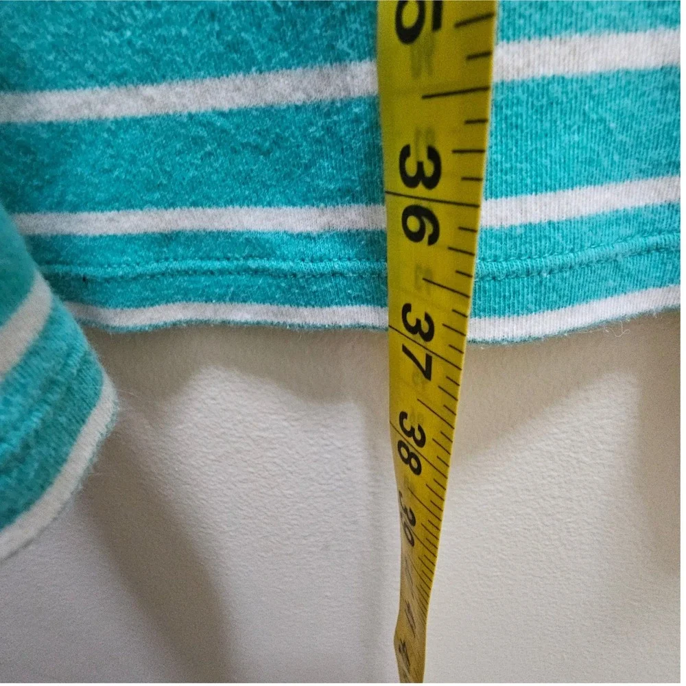 Talbots Women's Striped Sleeveless Dress XL Teal Cowl Neck‎ Cotton Casual Summer